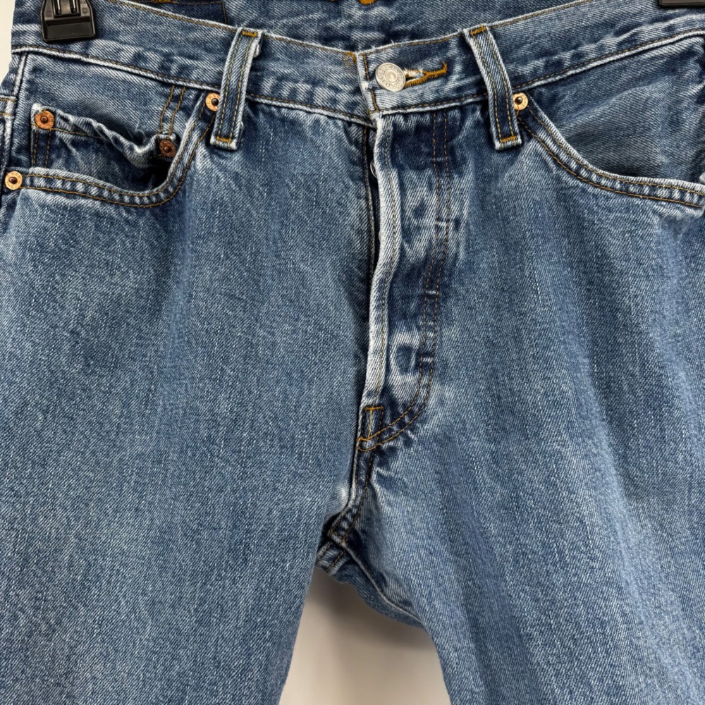 Levis 501 Original Fit Jeans Mens 30x30 (29x29) Blue Denim Button Fly Straight - Picture 13 of 16